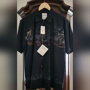 Guy Harvey,  Bluewater button down  dark blue shirt, new with tags. Size medium.